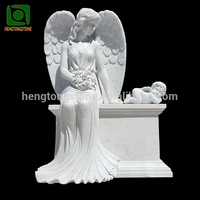 Ange funéraire sculpté à la main en marbre blanc naturel pour cimetière