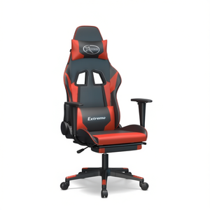 Sedia da Gaming Extremo in Ecopelle Rossa con Braccioli Regolabili, Base Girevole, Massaggio e Poggiapiedi per Casa e Ufficio - Product Image 1