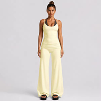 Ensembles de yoga deux-en-un avec logo personnalisé pour femmes, débardeur à double bretelles et pantalon pliable, tenues de sport et de yoga pour femmes