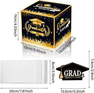 Boîte en carton DAMAI sur le thème noir et or pour la saison des diplômes, fournitures de décoration pour fête de remise de diplôme, décoration de fête de remise de diplôme - Product Image 5