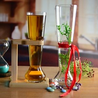 Verre à bière long personnalisé, nouveau modèle, 550 ml, avec support en bois pour la bière de fête