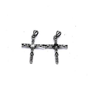 Fashionable Diamond Zircon Small <b>Cross</b> Pendant Necklace, Personalized 316 Stainless Steel Small Pendant Gift, Men's Jewelry - Product Image 4