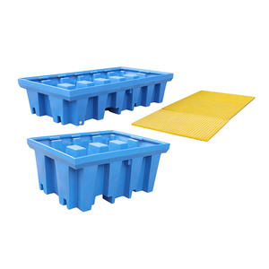 100% sin fugas HDPE doble 2 tambor Ibc Bund paleta <span class=keywords><strong>de</strong></span> contención <span class=keywords><strong>de</strong></span> derrames Tarimas Anti Derrames Para Tote con drenaje - Product Image 5