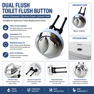 Botón de descarga doble para inodoro, 58 mm de diámetro, compatible con orificio de cerámica de 6 cm para cisterna, adecuado para piezas de repuesto de inodoros de baño - Product Image 2
