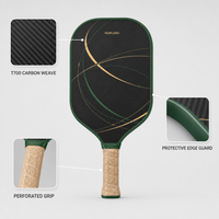 Raquette de pickleball en fibre de carbone T700 vert foncé et or, 16 mm, avec support OEM/ODM et certification USA Pickleball