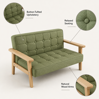 Fauteuil enfant personnalisable en taille et couleur, fabrication en gros, canapé enfant double en bois massif, écologique