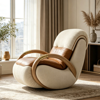 Fauteuil à bascule de luxe incurvé en fibre de verre, chaise de salon moderne, fauteuil individuel de loisirs avec accoudoirs, chaise d'appoint