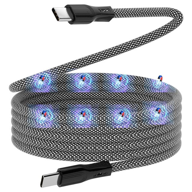 Portable Bio Magnetic Winding Suction Type C Tangle Free Fast Charging Charger Usb C Data Magnetic Charging Cable