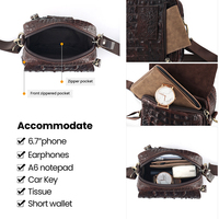 Sac banane homme en cuir véritable personnalisé, motif crocodile vintage, grand format, bandoulière, étanche, sac de taille