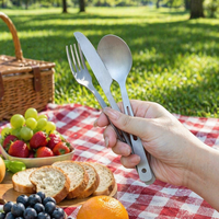 Ensemble de couverts de camping en titane pur : couteau, fourchette, cuillère, baguettes, multifonctionnel, portable, avec étui de rangement et de transport