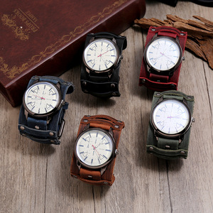 Nouvelle <span class=keywords><strong>montre</strong></span> à aiguilles en <span class=keywords><strong>cuir</strong></span> véritable pour hommes, bracelets pour femmes, bracelets larges pour hommes, <span class=keywords><strong>bracelet</strong></span> punk vintage rétro bohème, cadeau de bijoux - Product Image 3