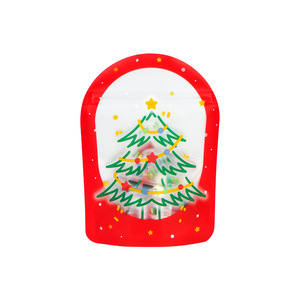 Sacs <span class=keywords><strong>à</strong></span> friandises de Noël personnalisés en gros, sacs d'emballage alimentaire refermables <span class=keywords><strong>à</strong></span> fermeture éclair pour biscuits et bonbons, motif Père Noël et flocon de neige, pour fêtes de fin d'année - Product Image 6