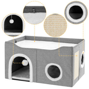 Luxus Katzen bett Cave Condo mit Dual Scratcher Panels Soft Kitty <span class=keywords><strong>Cat</strong></span> House - Product Image 4