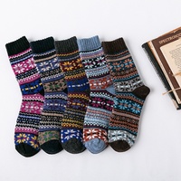 Nouvelle Collection Hiver – Chaussettes Unisexe en Laine de Lapin Épaissies, Tissage Jacquard à Fil Épais, Motif Géométrique Octogonal Floral Ethnique Européen