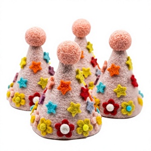 Handmade Eco-Friendly Traditional Felt Christmas Tree Cone Decor <b>Stars</b> Flowers Small Indoor Holiday Ornament Wall <b>Hanging</b> Cute - Product Image 1