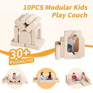 โซฟาเด็กแบบโมดูลาร์หุ้มกำมะหยี่สำหรับเด็กอายุ 3 ปีขึ้นไป - Product Image 4