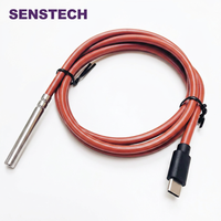 Sonde métallique SS316, résistance à la flexion IP68, câble en silicone 1,5 m, connecteur Type-C, capteur de température numérique DS18B20+