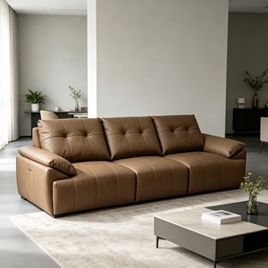 Sofá Moderno de Tres Plazas en Cuero PU con Diseño Acolchado, Brazos Acolchados y Patas Metálicas para Sala de Estar - Product Image 5