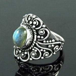 Anillo de labradorita más vendido, anillos de plata de ley 925 hechos a mano, anillos de diseño Simple, hermosa joyería de piedras preciosas de Fuego Azul - Product Image 1