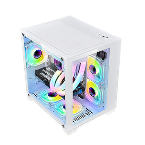 Châssis d'ordinateur MicroATX Mid Tower de haute qualité Boîtier de jeu en verre trempé Armoire PC <span class=keywords><strong>Gamer</strong></span> double face - Product Image 4