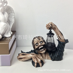 Linterna de Resina con Forma de Zombie, Funciona con Pilas, Decoración de Halloween, Adorno de Escritorio para Interiores, Figura Artesanal - Product Image 3