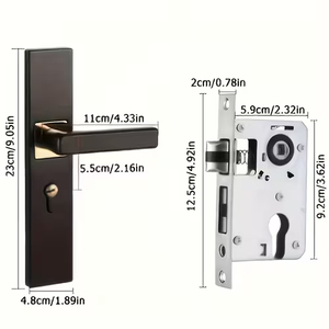 Silent European <strong>Door</strong> Handle Lockset with Ambidextrous Design Easy Installation Universal Fit Thickened Panel <strong>Black</strong> <strong>Door</strong> <strong>Knob</strong> - Product Image 1