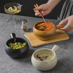 Bol en porcelaine grossière <span class=keywords><strong>de</strong></span> grande capacité <span class=keywords><strong>de</strong></span> style japonais avec poignées bol à <span class=keywords><strong>soupe</strong></span> <span class=keywords><strong>de</strong></span> salade Bibimbap transfrontalier pour nouilles et flocons d'avoine pour jetable - Product Image 5