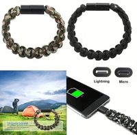 Bracelet de charge tressé USB vers Micro USB, cordon de charge pratique avec design bracelet pour appareils à interface Micro USB