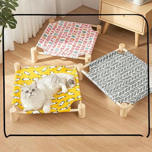 Petit nid de chat en bois quatre saisons lit de camp pour animaux de compagnie respirant avec motif animal non lavé paquet d'<span class=keywords><strong>hiver</strong></span> chat chien litière tapis boîte - Product Image 1