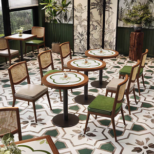 Tienda de café de madera muebles de café Mesa silla conjunto sofá Banco cabina asientos para restaurante y cafetería - Product Image 5