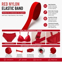 Accessoires de lingerie : Sangle de soutien-gorge élastique en nylon doux et respectueux de la peau, double couleur, personnalisable, rouge