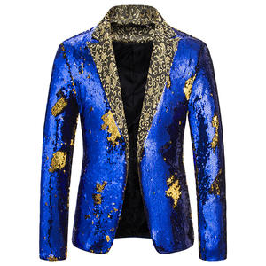 Offre Spéciale Veste de costume coupe ajustée à paillettes pour hommes Performance Discothèque <span class=keywords><strong>DJ</strong></span> Chanteurs Blazers brillants - Product Image 4
