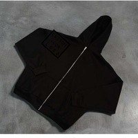 Vente en gros de sweat à capuche zippé court en molleton épais, unisexe, coupe ample et oversize, vierge, avec logo brodé personnalisé, style streetwear