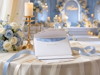 Cartes d'invitation de mariage et d'anniversaire de style européen, best-seller transfrontalier, en velours bleu clair avec estampage à chaud doré sur acrylique
