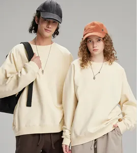 YCA New Style Fashion 500g 100% Cotton Fleece Sweatshirts Crewneck Unisex Men's Oversized Hoodie Sweatshirts