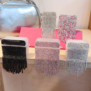 Funda de diamantes con purpurina y borlas a la moda para Apple <span class=keywords><strong>Airpods</strong></span> 1 2 3 4 Pro 2 Bling Girly, funda para auriculares inalámbricos, <span class=keywords><strong>caja</strong></span> de carga - Product Image 1