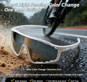 Outdoor Sports Cycling <strong>Glasses</strong> Bicycles Day and Night Dual-use Photochromic Windproof Night Riding Hiking Sunglasses - Product Image 3