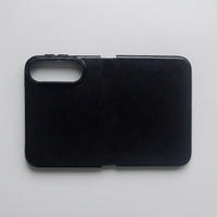 Étui de téléphone en cuir ciré noir gaufré pour 18 Fold, luxe, véritable, antichoc, magnétique, OEM personnalisé