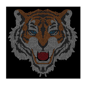 Patch de presse thermocollante ou à chaud tigre LSU motif de repassage en strass latéral visage de tigre pour vêtements de veste - Product Image 2