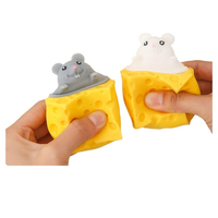 Kaasmuis Squishy Pop-up Muis Kaas Speelgoed TPR Zacht Rubber Zintuiglijk Fidget Speelgoed met Verborgen Muis voor Angst en Stressverlichting