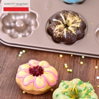 Moule à gâteau/donuts floral antiadhésif 6 cavités Yangchen en acier au carbone, double face, compatible four, formes variées, 20 boîtes