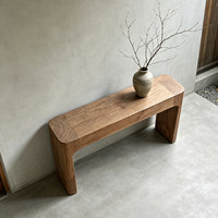 Console vintage en bois massif, table d'entrée minimaliste en forme de U, table de couloir rustique longue pour villa de luxe