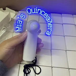 Luchtkoeling Handheld Cadeau Paarse Woorden Oplaadbare Led Mini Ventilatie Aangepaste Led Bericht Knipperende Ventilator