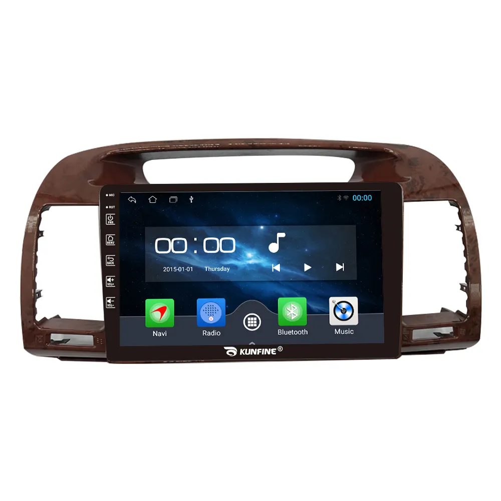 Untuk Toyota Camry 2000 Serat Kayu 9 Inci Perangkat Headunit Ganda 2 Din Octa-core Mobil Stereo GPS Navigasi Android Mobil Radio