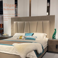 Solution de personnalisation de meubles de villa de luxe tout-en-un : Lit élégant et moderne sur mesure, lit king size avec cadre rembourré en cuir