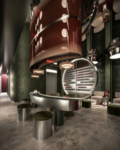 Diseño Interior 3D Profesional para Salón de Belleza, Estación de Peluquería y Salón de Uñas Personalizada, Soporte de Pared de Exhibición de Madera con Forma de Ola - Product Image 5