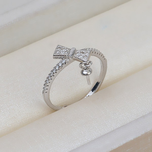 Anillo Ajustable de Plata S925 para Mujer, Diseño Abierto con Lazo y Perla, Accesorio de Joyería, Soporte para Joyas 231 - Componentes y Fornituras para Joyería - Product Image 3