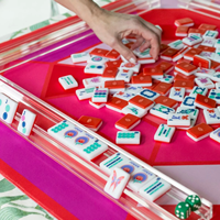Tuiles de Mahjong américaines The Jewels Ruby House, 160 tuiles en acrylique durable avec cartes Joker et Dragon du Vent pour le plaisir des soirées