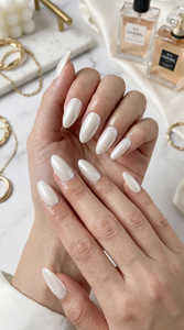 <span class=keywords><strong>Ongles</strong></span> Press-on Faits Main 10 Pièces Personnalisables Amande Moyenne Blanc Laiteux Effet Nacré Chrome <span class=keywords><strong>Hailey</strong></span> <span class=keywords><strong>Bieber</strong></span> <span class=keywords><strong>Ongles</strong></span> Glacés à Presser - Product Image 3