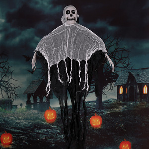 Decorazione di Halloween, Fantasma Luminoso Attivato dal Suono, Teschio in Tessuto e Garza da Appendere per Ingresso Casa Stregata, Prop Horror per Adulti - Product Image 6